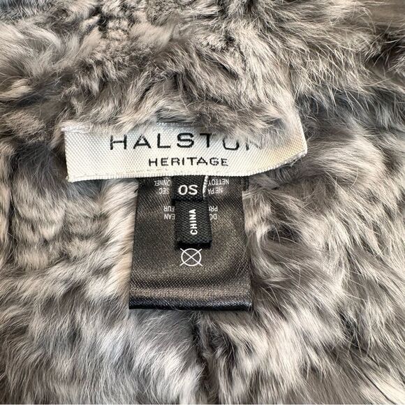 Halston Heritage Gray Rex Rabbit Convertible Knit Stole Wrap Scarf - Picture 7 of 8